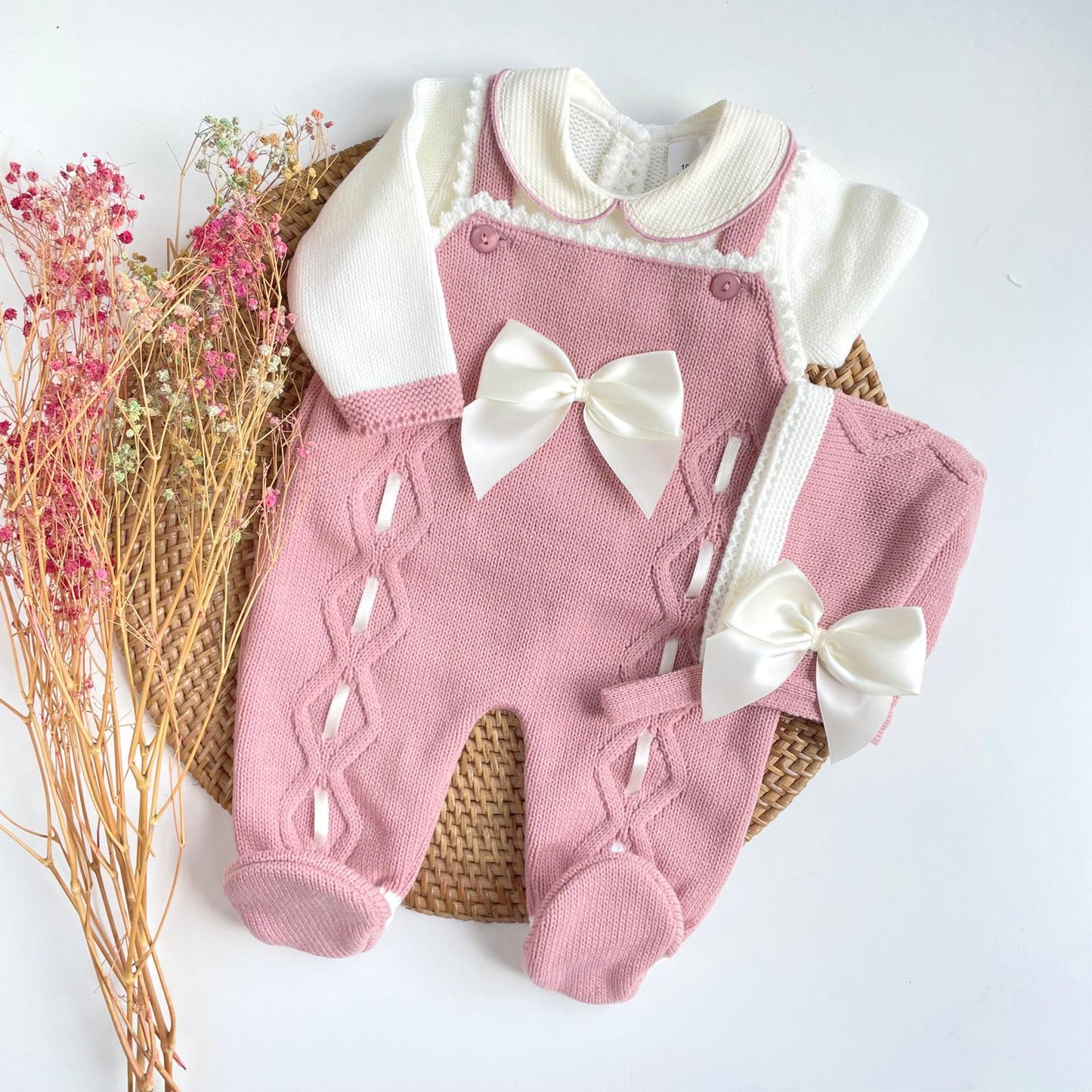 Old Pink Knitted Romper Set